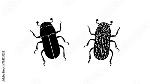 Bark-beetle, black isolated silhouette