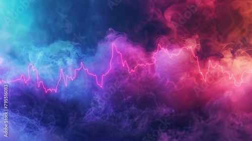 Vibrant rainbow hues behind an illustrated heart rate pulse line. © Jan