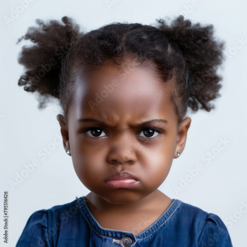 Angry African-American girl pouting