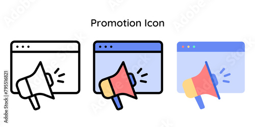 Promotion Icon. Line, Line Color, Flat Style.