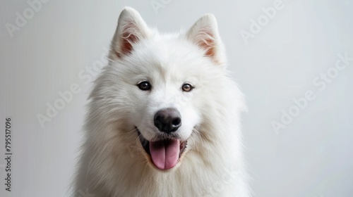 Samoed against a clean white background, Samoed dog on white background.