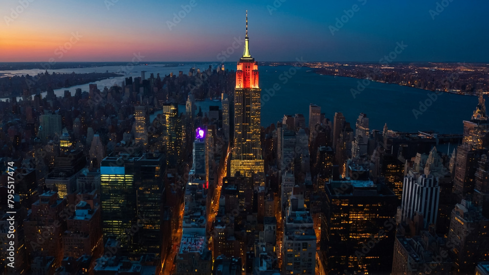 Night panorama of New York city USA 21.09.2016







