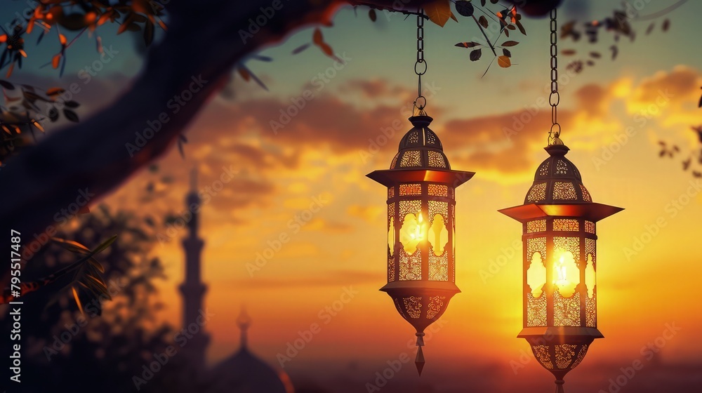 Bathed in the golden light of the setting sun, a picturesque mosque stands amidst a tranquil setting. Bathed in the golden light of the setting sun, a picturesque mosque stands amidst a tranquil setting.