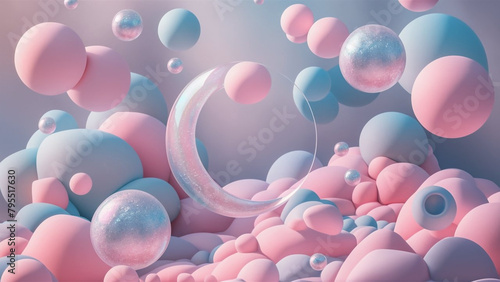 pastel pink and blue bubbles background
 photo
