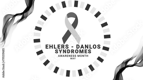 Ehlers Danlos syndromes awareness month. Black and white color ribbon wave motion. photo