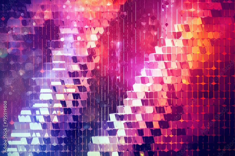 Obraz premium Geometric Abstract Art: Cubic Building with Cyber Neon Lighting