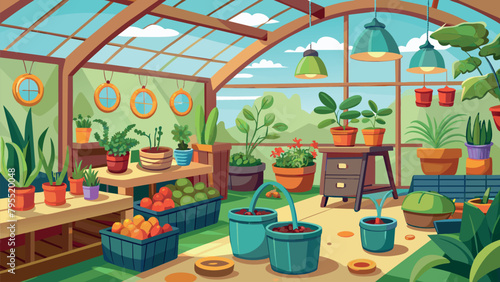 growing vegetables and fruits from seedlings in a greenhouse on a personal plot. spring landscaping work