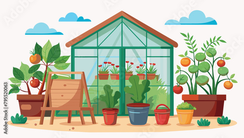 growing vegetables and fruits from seedlings in a greenhouse on a personal plot. spring landscaping work