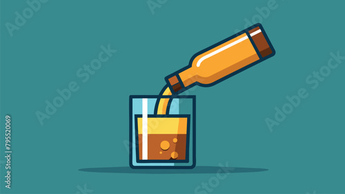 bar counter with various alcoholic drinks. glass bottles and filled glass. The atmosphere of holiday, relaxation and weekend