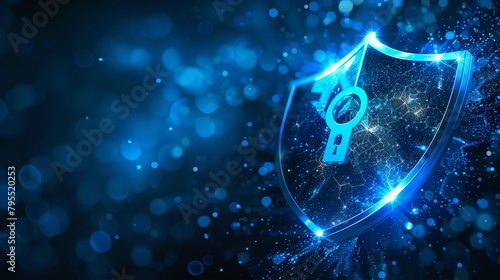 Cybersecurity: A 3D vector illustration of a shield with a lock