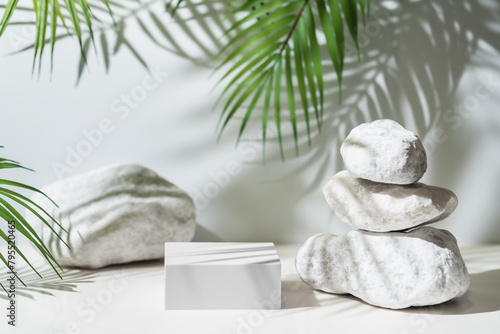 White stone podium