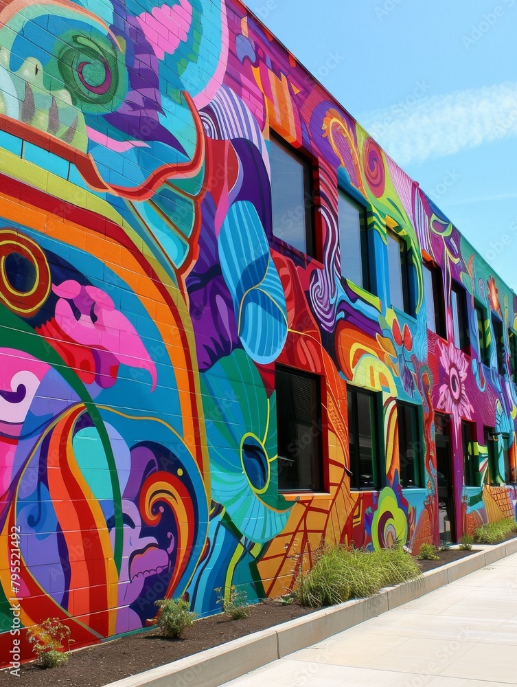 Obraz premium Business District Vibrant Mural: Inspiring Street Art in Urban Setting