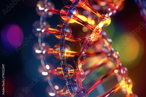 Colorful DNA Strand Close-Up: Epic Concept Art with Lens Flares © João Queirós