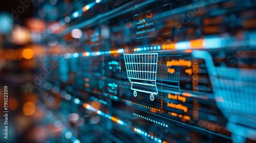 E-commerce: An image of a digital screen displaying real-time sales data and analytics for an e-commerce business