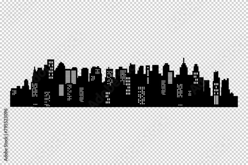 City silhouette vector set. Panorama city background. Skyline urban border collection.vector isolated white background