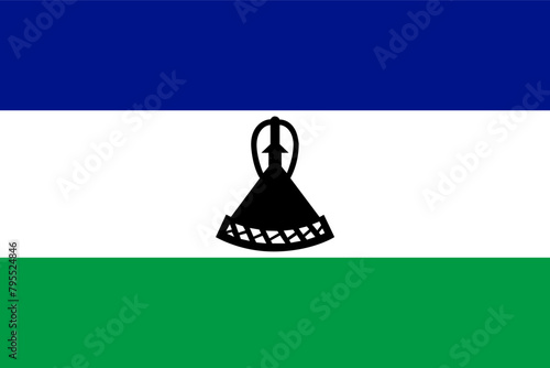 National Lesotho flag. Africa. Vector illustration photo