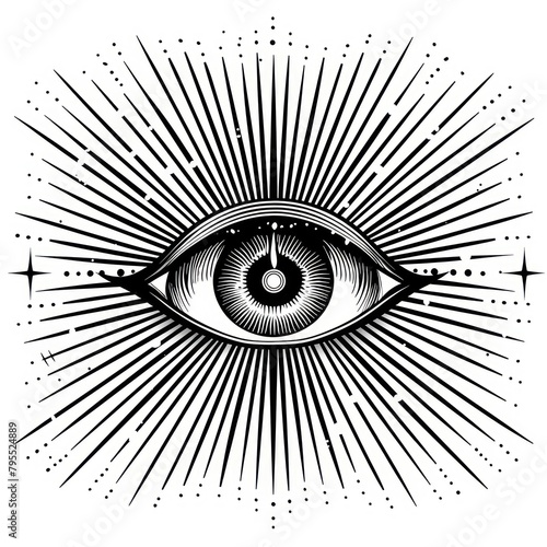 Surreal aesthetic third eye logo art illustrated drawing.