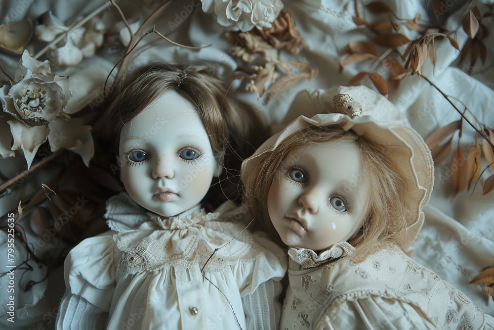 Fototapeta premium Blend contrasting elements together to create a mesmerizing visual composition inspired by children and dolls