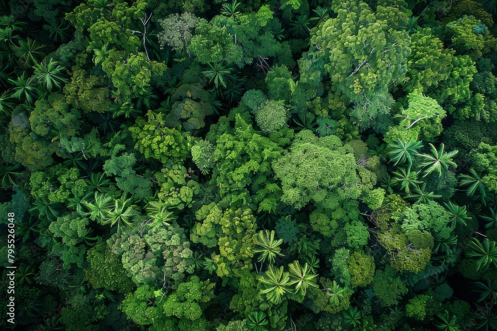 Lush green forest canopy, showcasing the beauty of untouched nature Lush green forest canopy, showcasing the beauty of untouched nature