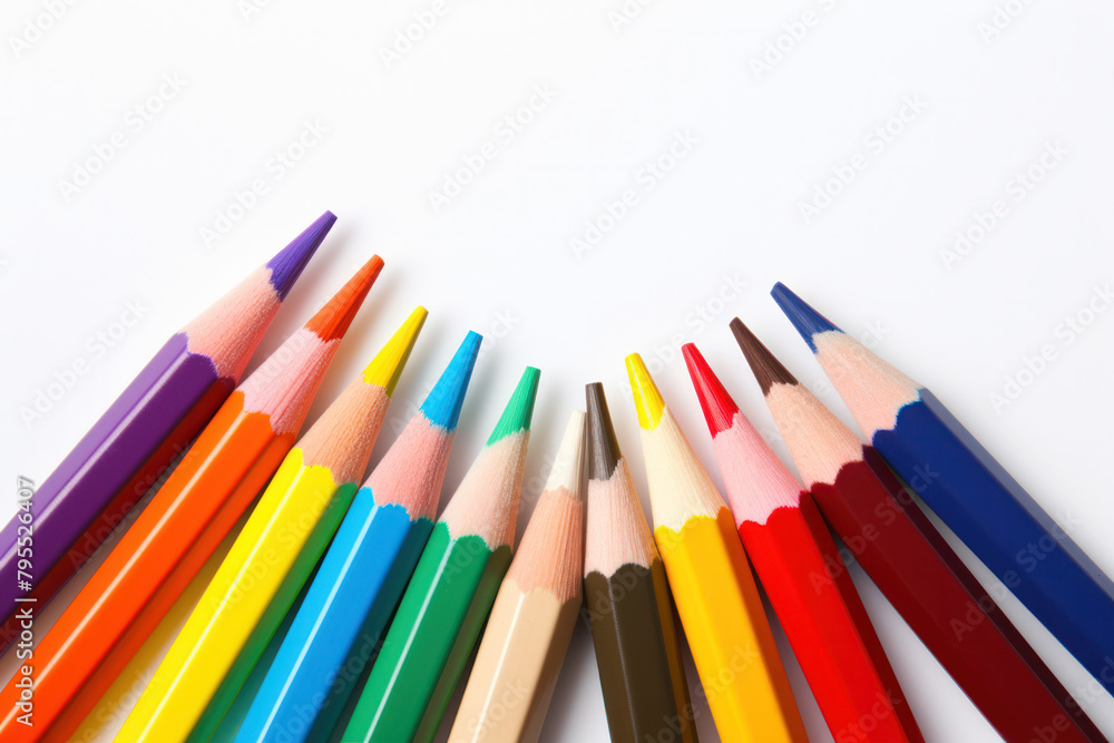 Colourful pencils on white background Colourful pencils on white background