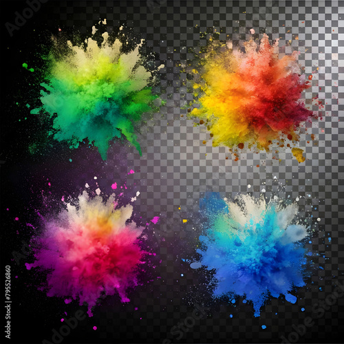 set of colored powder explosion paint holi color