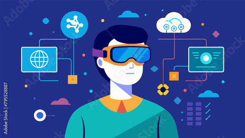 A person with a learning disability using smart glasses with AI technology to assist with cognitive tasks in everyday life..