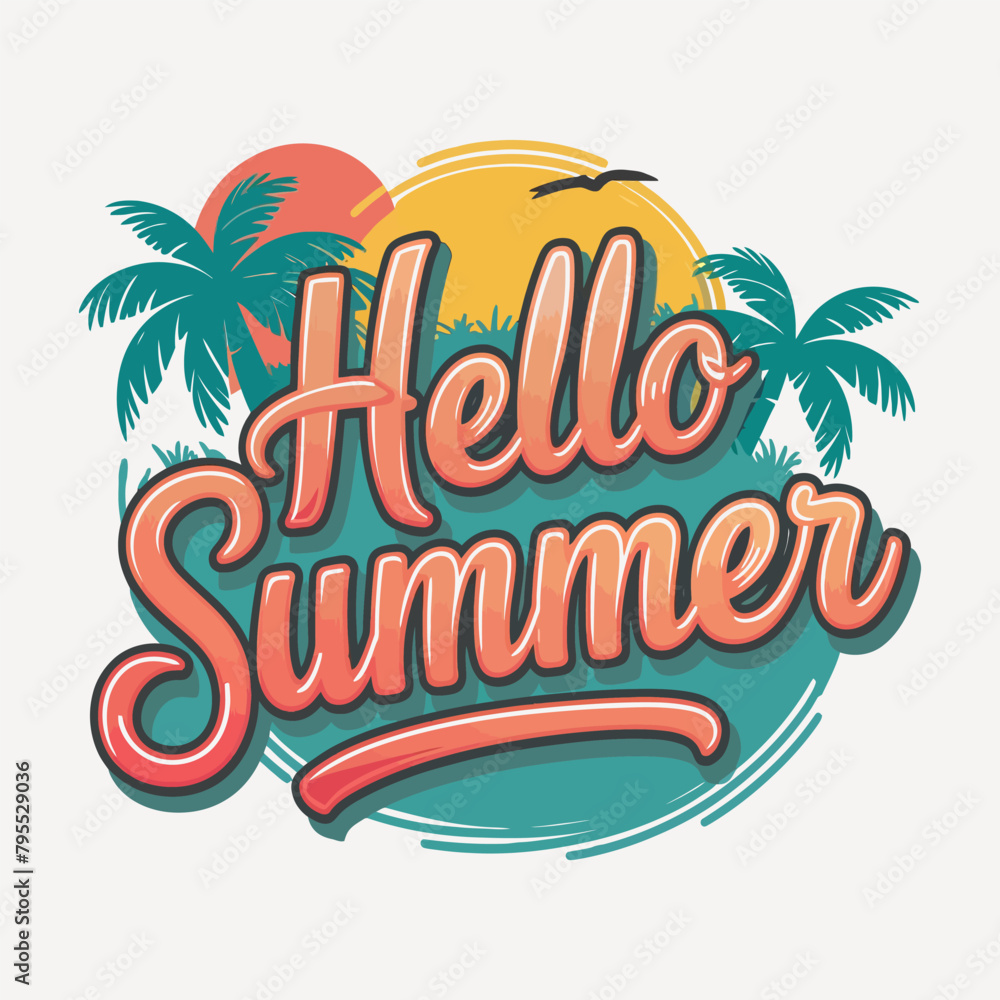 hello summer t shirt design,Print Summer t-shirt design