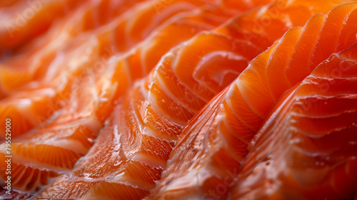 Close-Up of Fresh Sliced Salmon. Close-up of sliced raw salmon fillet, ideal for food and culinary themes.