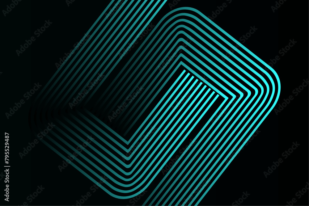 Fototapeta premium Abstract background with modern blue lines on dark background Geometric stripe line art design. Modern shiny blue lines