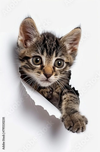 Peek-a-Boo Kitten: Adorable Cutout Sticker Style