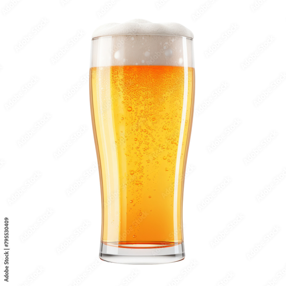 glass of lager beer with frothy foam isolated on transparent background glass of lager beer with frothy foam isolated on transparent background