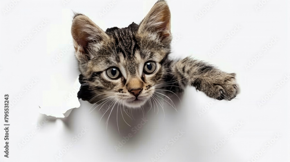 Peek-a-Boo Kitten: Adorable Cutout Sticker Style Peek-a-Boo Kitten: Adorable Cutout Sticker Style