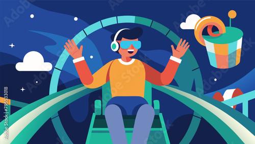 A person with limited mobility experiencing a virtual rollercoaster feeling the drops and loops as they immerse themselves in the thrill of the ride. © Justlight