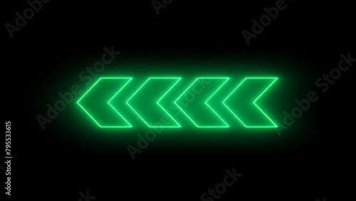 Rendering of glowing neon arrows on a black background. Flashing direction indicators. See my portfolio for more color or design images.