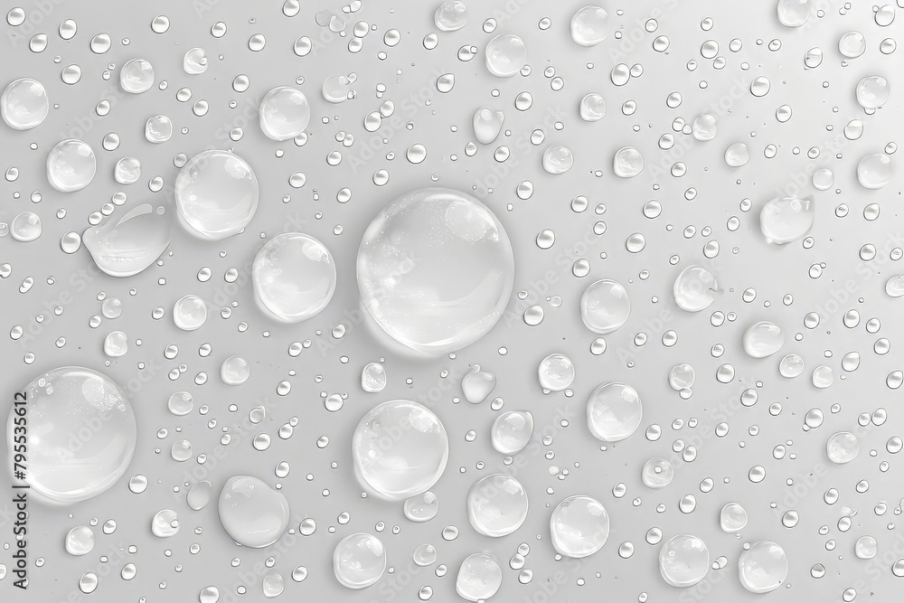 Rainy day with droplets against a transparent white backdrop, ideal for relaxation themes