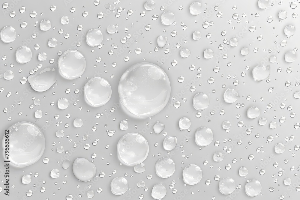 Rainy day with droplets against a transparent white backdrop, ideal for relaxation themes Rainy day with droplets against a transparent white backdrop, ideal for relaxation themes