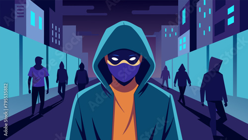 A person is seen walking down a busy street wearing a hoodie with a mask covering their face determined to maintain their anonymity and protect their.