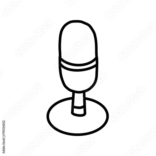 Microphone Voice Hand drawn organic line doodle
