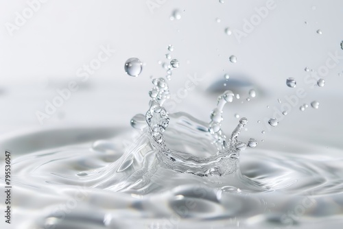 Refreshing liquid droplets against a transparent white canvas, evoking freshness
