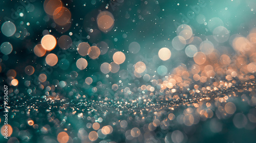 A visually soothing depiction of glistening bokeh particles against a teal gradient background