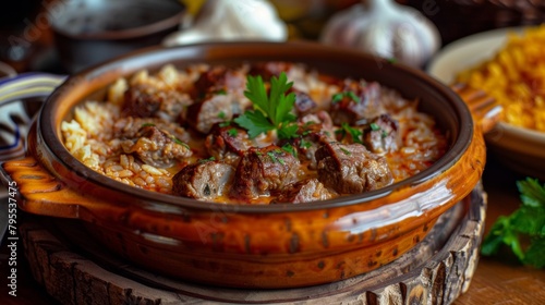 The Albanian dish Tavë Kosi.