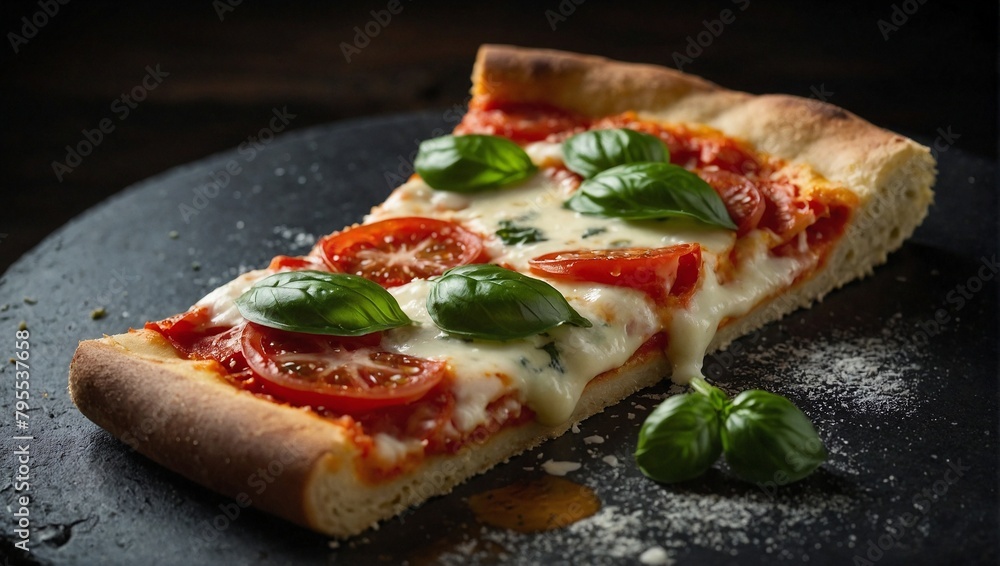 A slice of margherita pizza