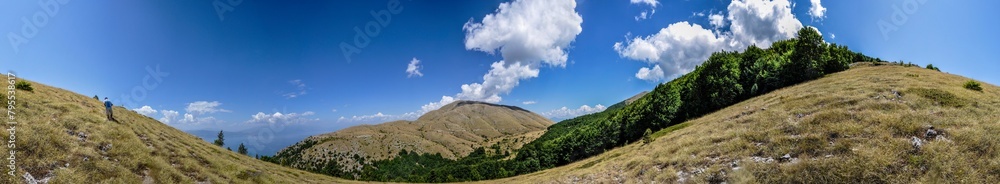 A panoramic view on Galichica mountain. 