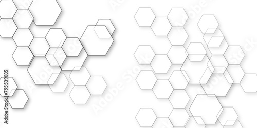 Abstract white background with hexagon and hexagonal background. Luxury white pattern with hexagons. abstract 3d hexagonal background with shadow. 3D futuristic abstract honeycomb mosaic background. photo