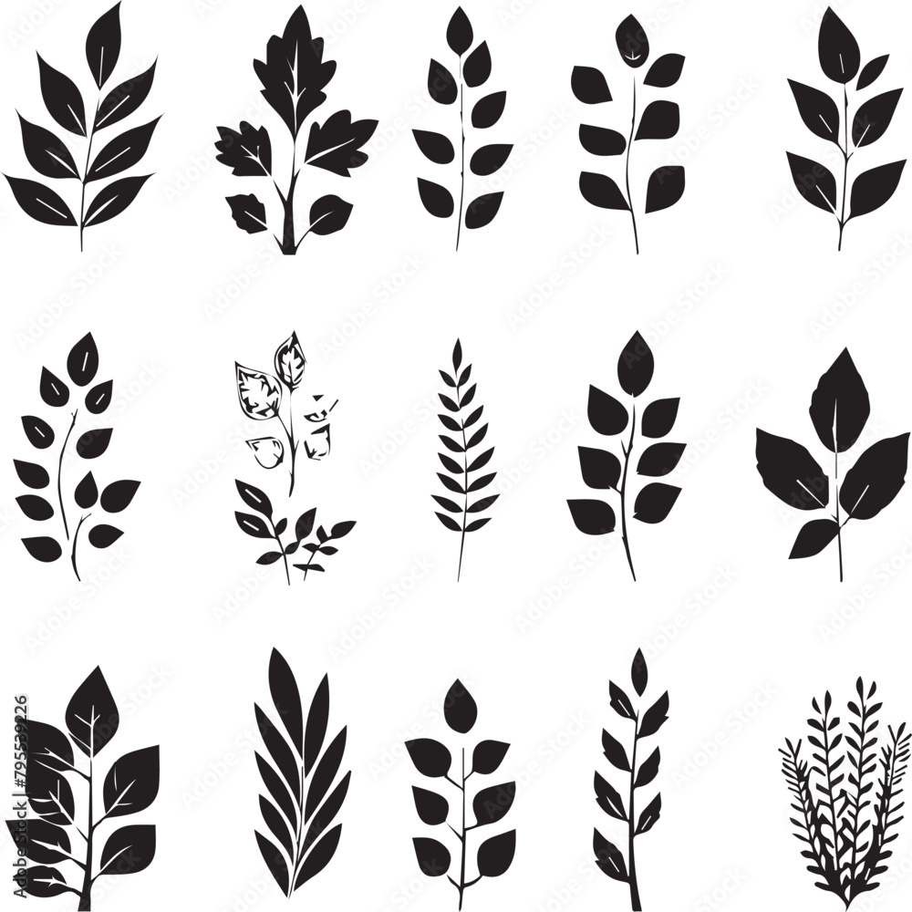 set of silhouette leaves
set of silhouette leaves