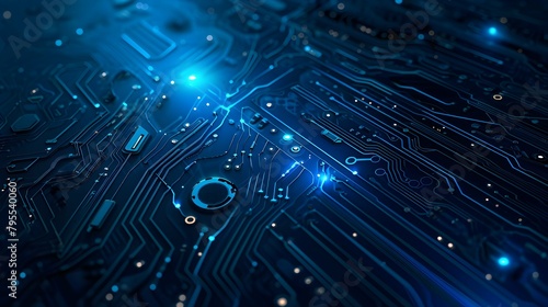 walls wrapped in digital binary codes with blue lights in the technology gateway