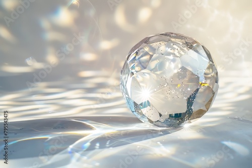 Sparkling crystal ball sparkles shimmering against a transparent white backdrop  perfect for mystical and magical concepts