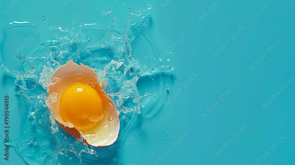 An egg floats in water with a ripple on its shell edge An egg floats in water with a ripple on its shell edge
