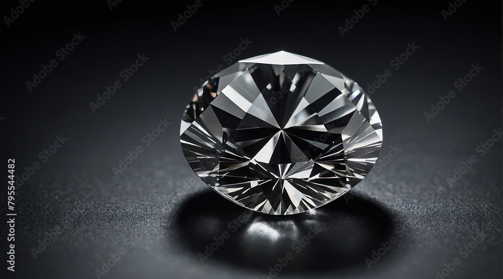 A luxurious large diamond sparkles with its perfect facets against a black background. A luxurious large diamond sparkles with its perfect facets against a black background.