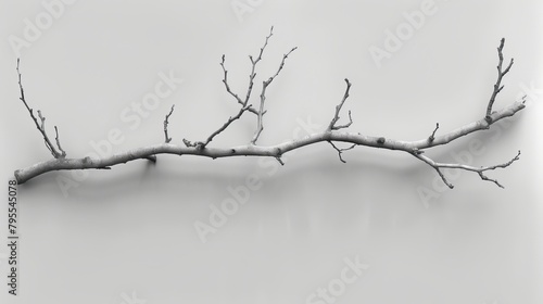  A monochrome image of a leafless tree branch harboring a perched bird
